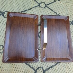 Vintage 1950's Hasko Tuck Away Folding Tray Board with Silver Accents